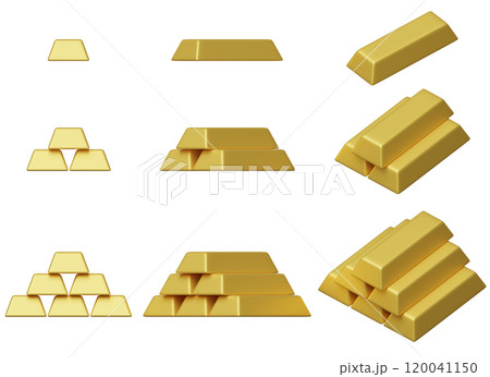 gold bullion bar icon 3D graphic 120041150