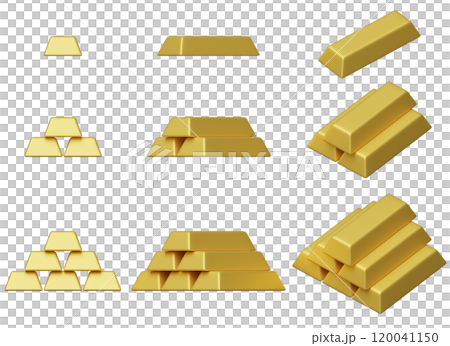 gold bullion bar icon 3D graphic 120041150