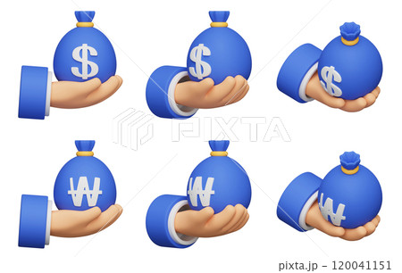 hand holding a money bag 3D graphic 120041151