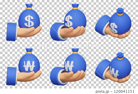 hand holding a money bag 3D graphic 120041151