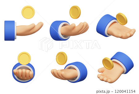 coin floating on hand 3D graphic 120041154