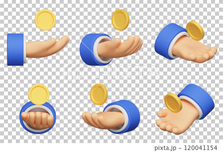coin floating on hand 3D graphic 120041154