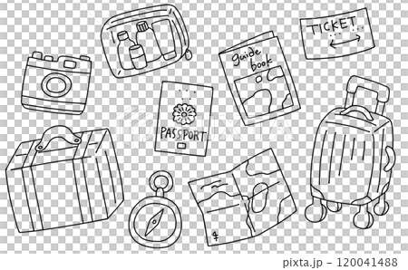 Loose and simple travel set line drawing 120041488