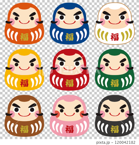 福だるまアイコンイラスト/カラーバリエーションセット3 福だるまアイコンイラスト/カラーバリエーションセット3 120042182