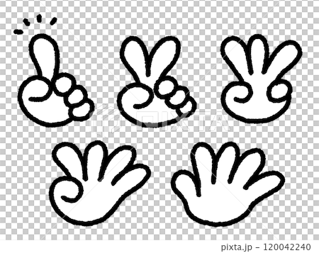 Set of hand signs counting numbers with fingers Hand-drawn illustration Set of hand signs counting numbers with fingers Hand-drawn illustration 120042240