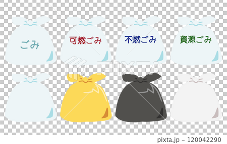 Illustration of a garbage bag with the top tied 120042290