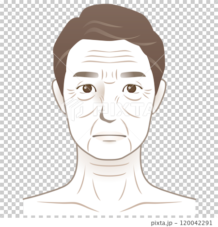 中年の男性　シワ　美容　老化 120042291