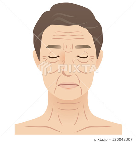 中年の男性　シワ　美容　老化 120042307