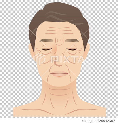 中年の男性　シワ　美容　老化 120042307