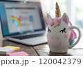 Create joyful mornings with a whimsical unicorn-shaped mug for your daily coffee 120042379