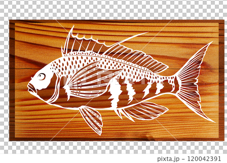 鹹水魚 Uigombe 的木畫剪紙插圖 鹹水魚 Uigombe 的木畫剪紙插圖 120042391