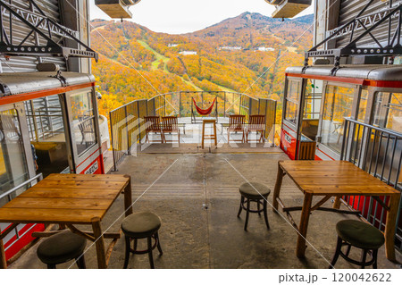 志賀高原　紅葉　旧志賀高原ロープウェイの山麓駅 120042622