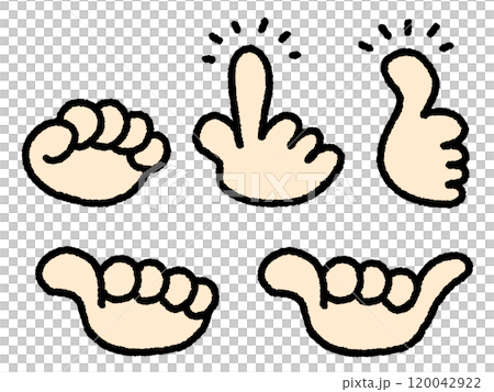 一套各種手繪手勢,如檢查阿羅哈 一套各種手繪手勢,如檢查阿羅哈 120042922