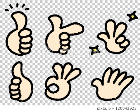 手描きのいろいろなハンドサインのセット　いいね　OK 120042925