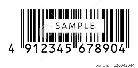 SAMPLEの文字と高さを削ったJANコード - トランケーションした日本規格バーコードのダミー素材 120042944