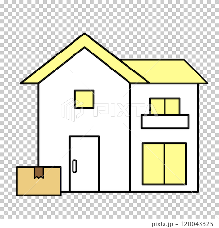 放置在房屋入口前的紙板箱中的行李插圖 120043325