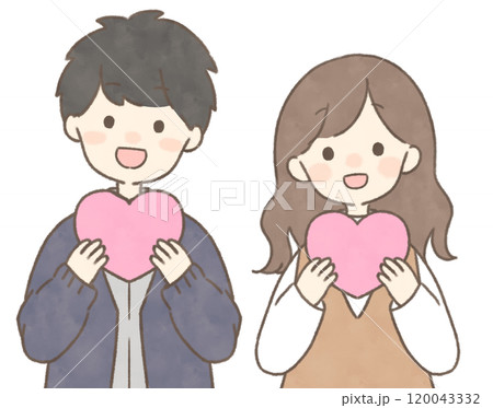 ハートを持った男女　シンプル 120043332