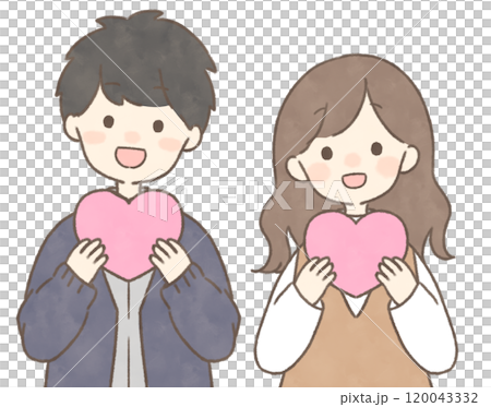 ハートを持った男女　シンプル 120043332