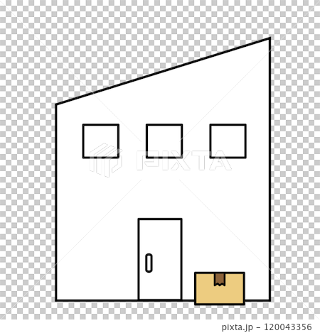 Illustration of delivery service. A cardboard box placed in front of the front door of a house. Illustration of delivery service. A cardboard box placed in front of the front door of a house. 120043356