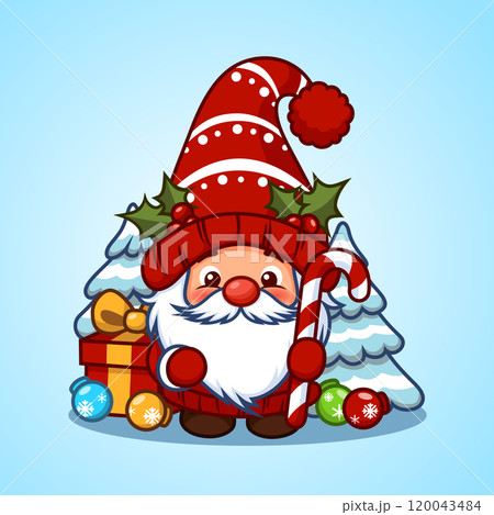 Cute Christmas Gnome With Christmas Properties Cute Christmas Gnome With Christmas Properties 120043484