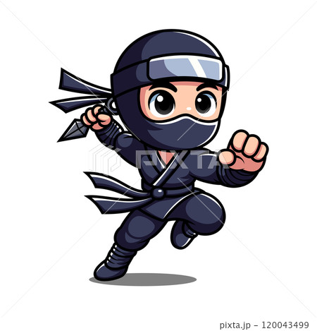 Cute Ninja Cartoon Character In Action Cute Ninja Cartoon Character In Action 120043499