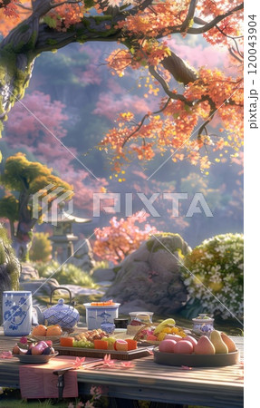 Reverent tradition: autumn equinox day in Japan, honoring ancestors and preserving memory of deceased through rituals, ceremonies, reflecting deep cultural respect for family, heritage 120043904