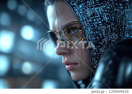 Digital shadow: hacker breaking binary code,...のイラスト素材 [120044028] - PIXTA