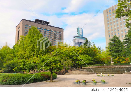 勾当台公園から見る宮城県庁とドコモ東北ビルと仙台合同庁舎（人物なし） 120044095