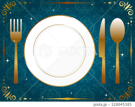 ラグジュアリーなお皿とカトラリーセット 120045385