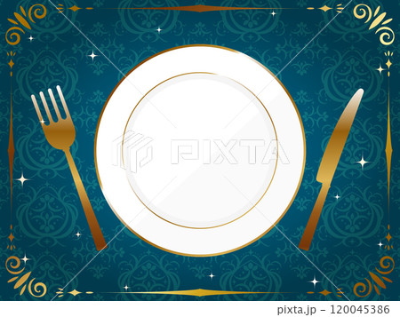 ラグジュアリーなお皿とカトラリー　フォーク＆ナイフ 120045386