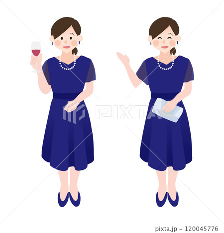 披露宴の招待客の女性　手描きベクターイラスト 120045776