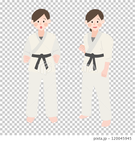 空手の道着を着た女性 手描きベクターイラスト 空手の道着を着た女性 手描きベクターイラスト 120045945