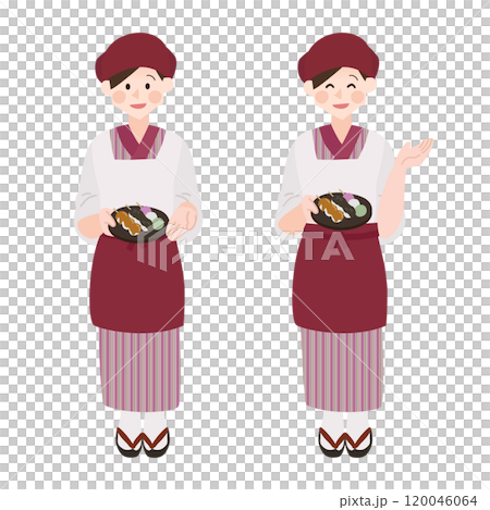 一位穿著和服的日本糖果店女士,手繪圖向量圖 一位穿著和服的日本糖果店女士,手繪圖向量圖 120046064