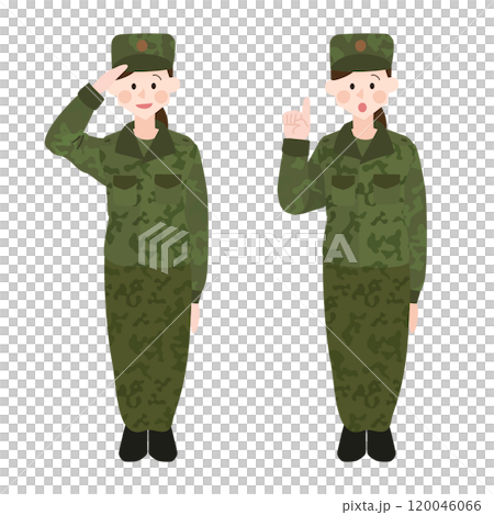 敬禮女自衛者手繪向量圖 120046066
