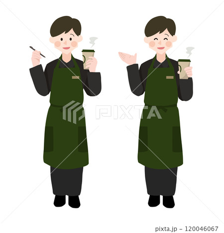 コーヒーショップの店員さん 手描きベクターイラスト コーヒーショップの店員さん 手描きベクターイラスト 120046067