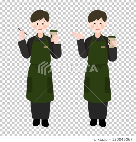 コーヒーショップの店員さん 手描きベクターイラスト コーヒーショップの店員さん 手描きベクターイラスト 120046067