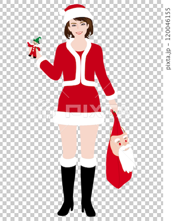 Illustration 04 of a model-like woman cosplaying as Santa Claus 120046155
