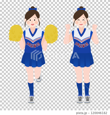 Cheerleaders cheering enthusiastically Hand-drawn vector illustration 120046182