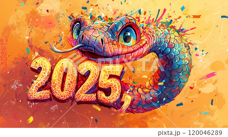 2,025年を祝うヘビのイラスト 2,025年を祝うヘビのイラスト 120046289
