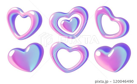 Y2k gradient hearts background with 3d holographic abstract love shapes and bokeh effect Y2k gradient hearts background with 3d holographic abstract love shapes and bokeh effect 120046490