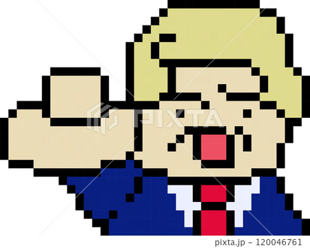 金髪のスーツを着た男性が指をさしているドット絵のイラスト 金髪のスーツを着た男性が指をさしているドット絵のイラスト 120046761