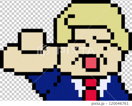 金髪のスーツを着た男性が指をさしているドット絵のイラスト 金髪のスーツを着た男性が指をさしているドット絵のイラスト 120046761