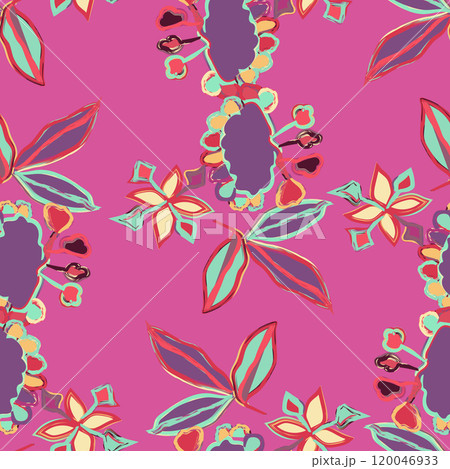 Floral brush strokes seamless pattern design for fashion textiles, graphics, backgrounds and crafts Floral brush strokes seamless pattern design for fashion textiles, graphics, backgrounds and crafts 120046933