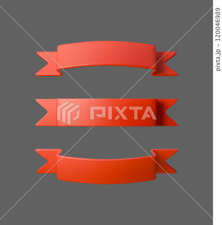 Set 3D vector illustration of red ribbons. Perfect for decorating designs, promotional banners, gift wrapping, holiday cards, and certificates. Adds style and emphasis to any project 120046989