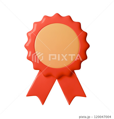 3D vector illustration of a red award badge with ribbons, perfect for representing achievement, recognition, or quality. Ideal for certificates, medals, or branding projects emphasizing success 3D vector illustration of a red award badge with ribbons, perfect for representing achievement, recognition, or quality. Ideal for certificates, medals, or branding projects emphasizing success 120047004