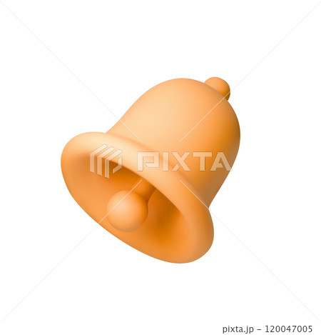 3D vector illustration of an orange bell icon, ideal for notifications, alerts, announcements, or reminders in apps and websites. Perfect for branding, digital interfaces, and user interaction designs 120047005