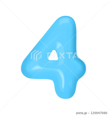 Numeral 4 - Blue Plastic Balloon Number four Isolated on White Background. 3D Style Vector Illustration Numeral 4 - Blue Plastic Balloon Number four Isolated on White Background. 3D Style Vector Illustration 120047080