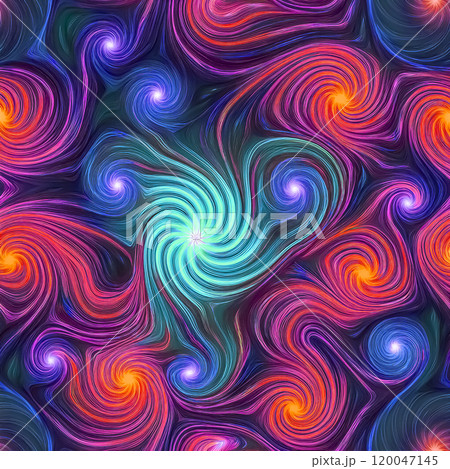 繰り返しシームレスなカラフルな渦巻き模様のイラスト背景素材　赤色 120047145