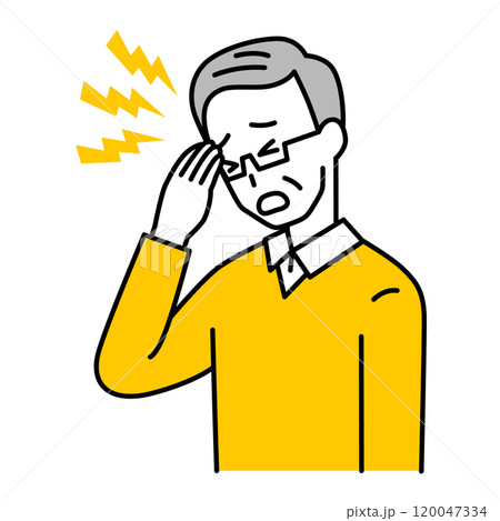 頭痛がつらい年配の男性 120047334