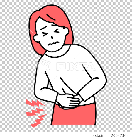 胃痛的休閒女人 120047363
